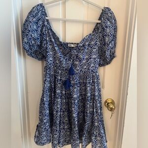 Zara Puff Sleeve Floral Print Mini Dress - Size XS